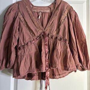 Free People Lace Peasant Top